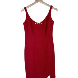 Alberto Makali Vintage Red V-Neck Sleeveless Cocktail Dress Size 2